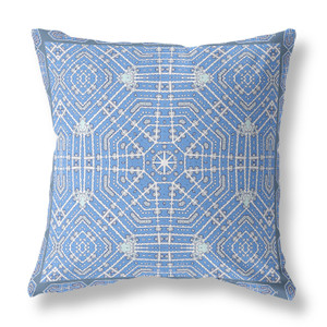 16” Blue White Geostar Indoor Outdoor Throw Pillow - 606114026808 16” Blue White Geostar Indoor Outdoor Throw Pillow - 606114026808