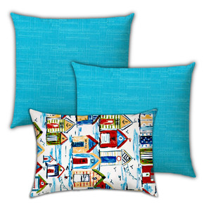 Set Of Three 18" X 18" Red And Green Blown Seam Solid Color Throw Indoor Outdoor Pillow - 606114102311 Set Of Three 18" X 18" Red And Green Blown Seam Solid Color Throw Indoor Outdoor Pillow - 606114102311