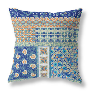 18” Navy Orange Patch Indoor Outdoor Zippered Throw Pillow - 808230192850 18” Navy Orange Patch Indoor Outdoor Zippered Throw Pillow - 808230192850