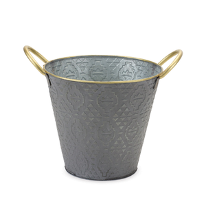 Metal Aztec Pail Planter 
