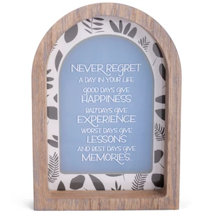 Framed Arch Never Regret Gray 9x13