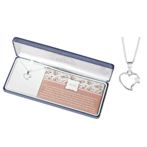 Necklace Mom God Gave Me Heartcross Silver Plate 
