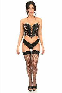 Lavish Faux Leather with Lacing Lace-Up Bustier