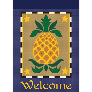 Garden Pineapple Welcome Burlap Flag