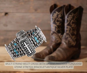 Bracelet Turquoise Multi Strand Cross
