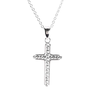Necklace Scroll Cross Silver-Plated 18L