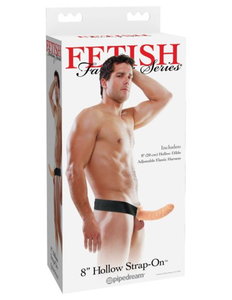 FETISH FANTASY 8IN HOLLOW STRAP ON FLESH 