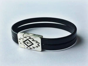 Silver/Copper Tribal Leather Bracelet