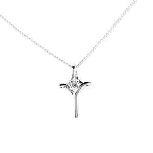 MOBIUS CROSS CLEAR CZ SILVR PLATE 18"