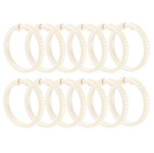 12 Piece Set - Chrome Button Shower Curtain Hooks Rings