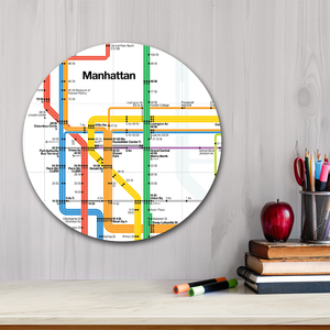 Courtside Market Manhattan Subway Map Circular Wood Decor
