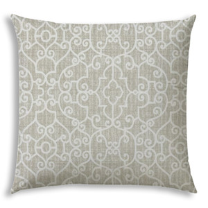 20" X 20" Light Ivory Blown Seam Stencil Throw Indoor Outdoor Pillow - 606114092216 20" X 20" Light Ivory Blown Seam Stencil Throw Indoor Outdoor Pillow - 606114092216