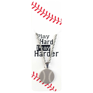 Necklace Baseball Pray Hard Him Ssteel 