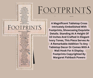 Tabletop Beaded Cross Footprints Poem