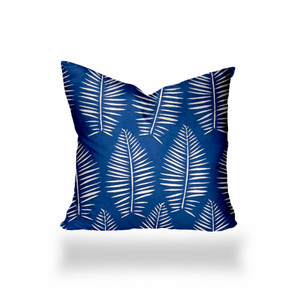 12" X 12" Blue And White Enveloped Tropical Throw Indoor Outdoor Pillow - 606114097204 12" X 12" Blue And White Enveloped Tropical Throw Indoor Outdoor Pillow - 606114097204