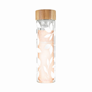 Blair White Leaf Pattern Glass Travel Infuser Mug