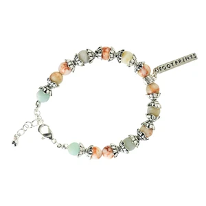Bead Bracelet Footprints Coral/Aqua