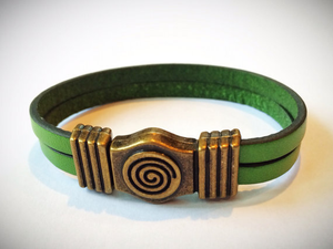 Spiral Leather Bracelet (Silver or Brass)