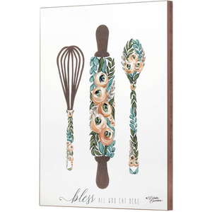 Floral Baking Tools Bless Wall Plaque