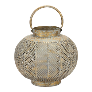Distressed Punched Metal Lantern 