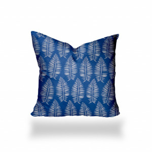 24" X 24" Blue And White Zippered Tropical Throw Indoor Outdoor Pillow Cover - 606114097570 24" X 24" Blue And White Zippered Tropical Throw Indoor Outdoor Pillow Cover - 606114097570