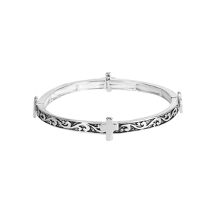 Bracelet Multi Cross Swirls Silver
