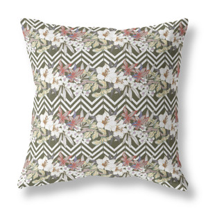 20"x20" Brown Red Blown Seam Broadcloth Floral Throw Pillow - 606114079132 20"x20" Brown Red Blown Seam Broadcloth Floral Throw Pillow - 606114079132