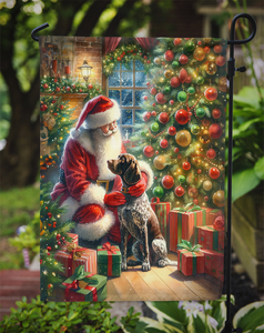 German Shorthaired Pointer and Santa Claus Garden Flag