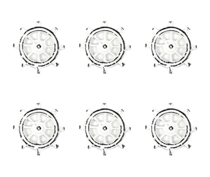 Set of Six Rustic White Iron Captains Wheel Drawer Pull Knobs