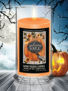 Courtside Market Welcome Fall Status Candle Glass