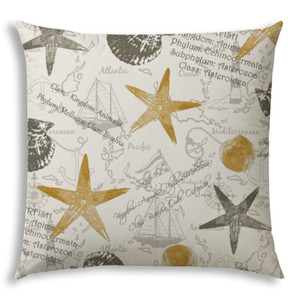 20" X 20" Gold And Cream Boat Zippered Coastal Throw Indoor Outdoor Pillow - 606114093473 20" X 20" Gold And Cream Boat Zippered Coastal Throw Indoor Outdoor Pillow - 606114093473