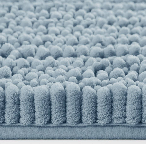 Sage 2 Piece Striped Fake Fur Rabbit Non-Slip Bath Set