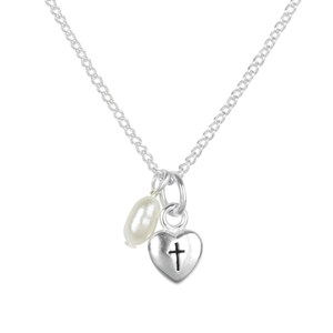 Nk-Heart/Cross+Pearl Drop Silver Plate 3/16"