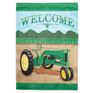 Welcome Tractor Flag Garden Double Applique