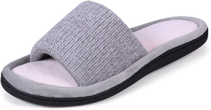 ROXONI Women's Soft Open Toe Slide Slippers, Indoor Outdoor Rubber Sole