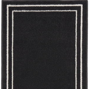 8' Black And Ivory Indoor Outdoor Runner Rug