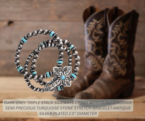 Bracelet Turquoise Triple Stack Cross