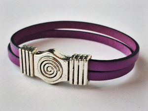 Spiral Leather Bracelet (Silver or Brass)
