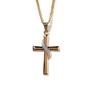 Plated Cross With Sash Necklace