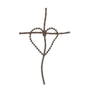 Wall Cross Heart On Cross Metal