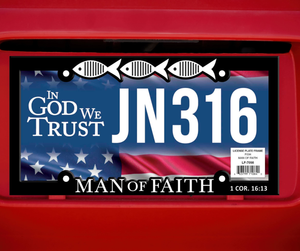 License Plate Frame Fish Man Of Faith