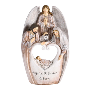 Nativity Holy Family Angel Heart 8.5H