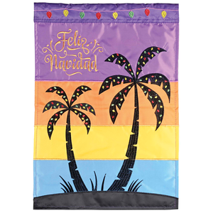 Flag Palm Tree Feliz Navidad 13x18