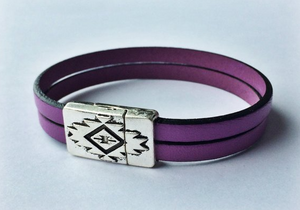 Silver/Copper Tribal Leather Bracelet