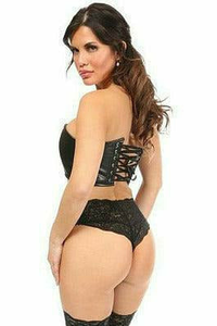 Lavish Faux Leather Short Bustier Top