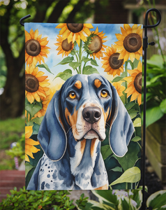 Bluetick Coonhound in Sunflowers Garden Flag