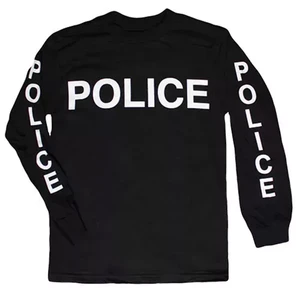 Police Long Sleeve T-Shirt Black With Sleeve Imprint