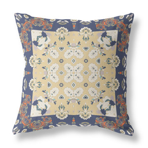 18" X 18" Blue And Yellow Zippered Geometric Indoor Outdoor Throw Pillow - 606114672937 18" X 18" Blue And Yellow Zippered Geometric Indoor Outdoor Throw Pillow - 606114672937