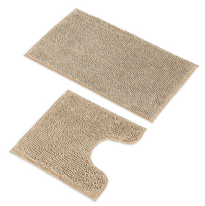 2 Piece Soft Cozy Plush Chenille Bath Mat & Contour Bath Rug