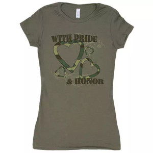 Women's Cotton Tee With Pride & Honor - Olive Drab